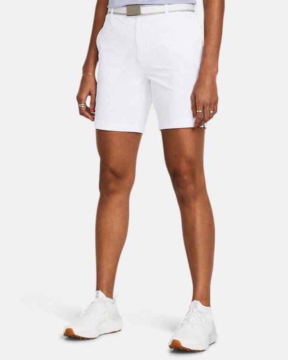 Shorts UA Drive de 18 cm para mujer, White, pdpMainDesktop image number 0